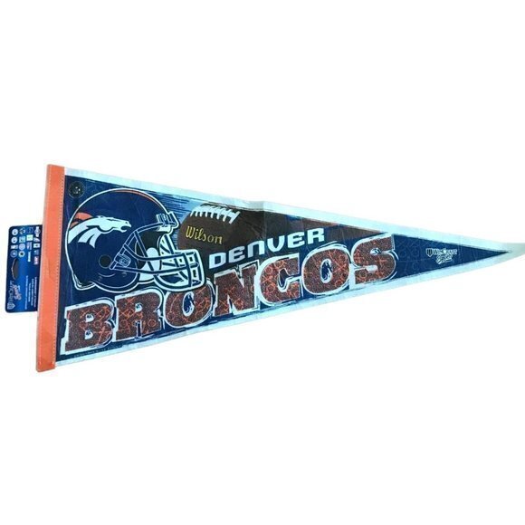 VTG 1990s DENVER BRONCOS NFL Football 30 X 12 Wincraft Sports #7 Flag Pennant - Picture 1 of 5